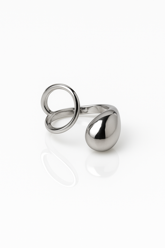 Sculpted Silver Drop Ring