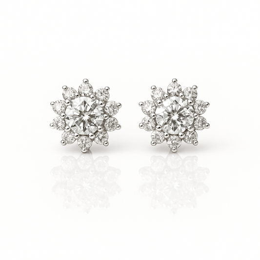 Diamond Cluster Stud Earrings