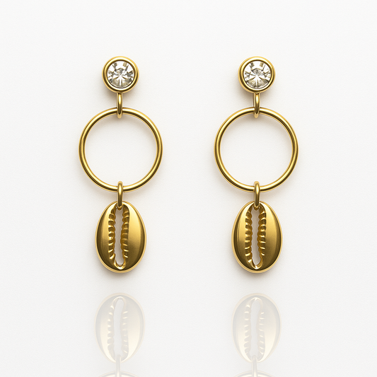 Elegant Gold Dangle earrings with Shells