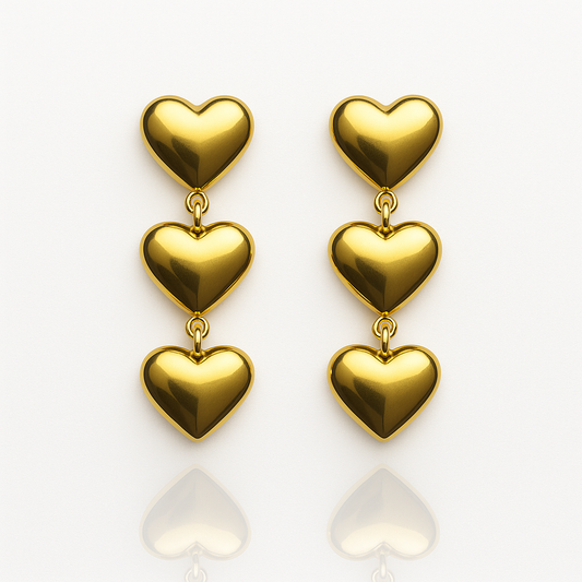 Elegant Gold Heart Dangle earrings