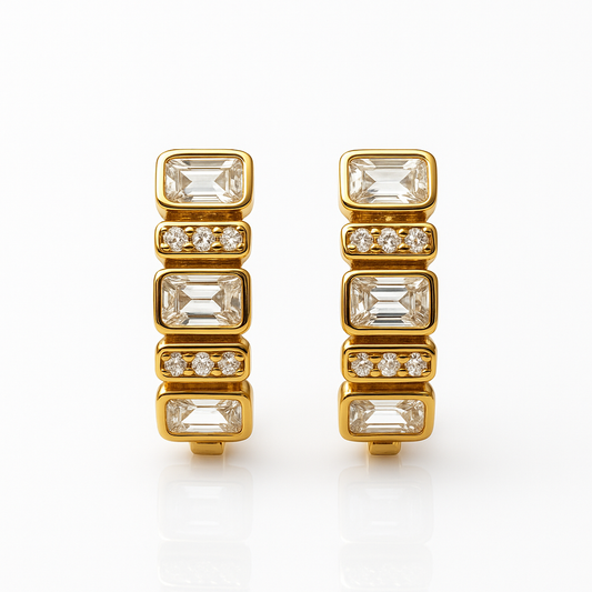 Gold and Diamond Huggie Earrings