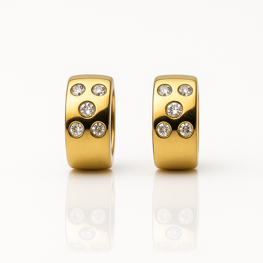 Golden Huggie Earrings with Diamonds
